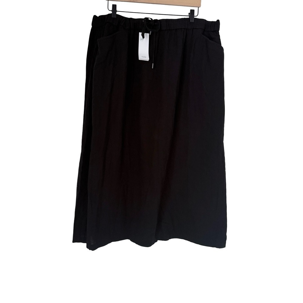 NWT Eileen Fisher 100% Organic Cotton Gauze Drawstring Skirt Sz 3X Black